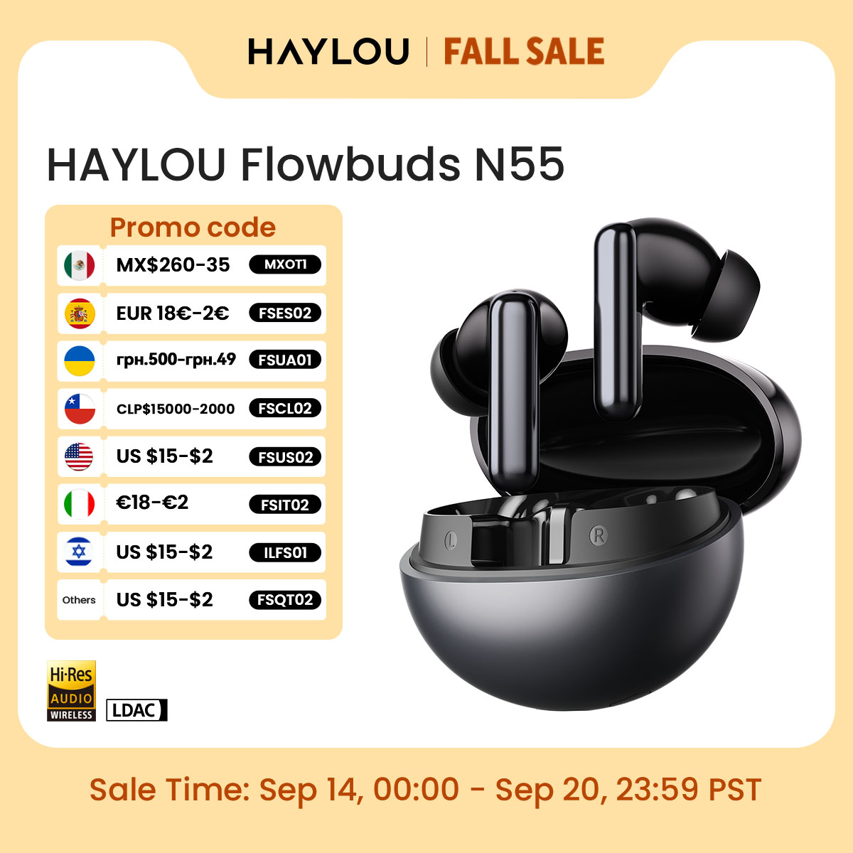 Type C Wired Earphones With Mic - Słuchawki bezprzewodowe HAYLOU Flowbuds N55, adaptacyjna