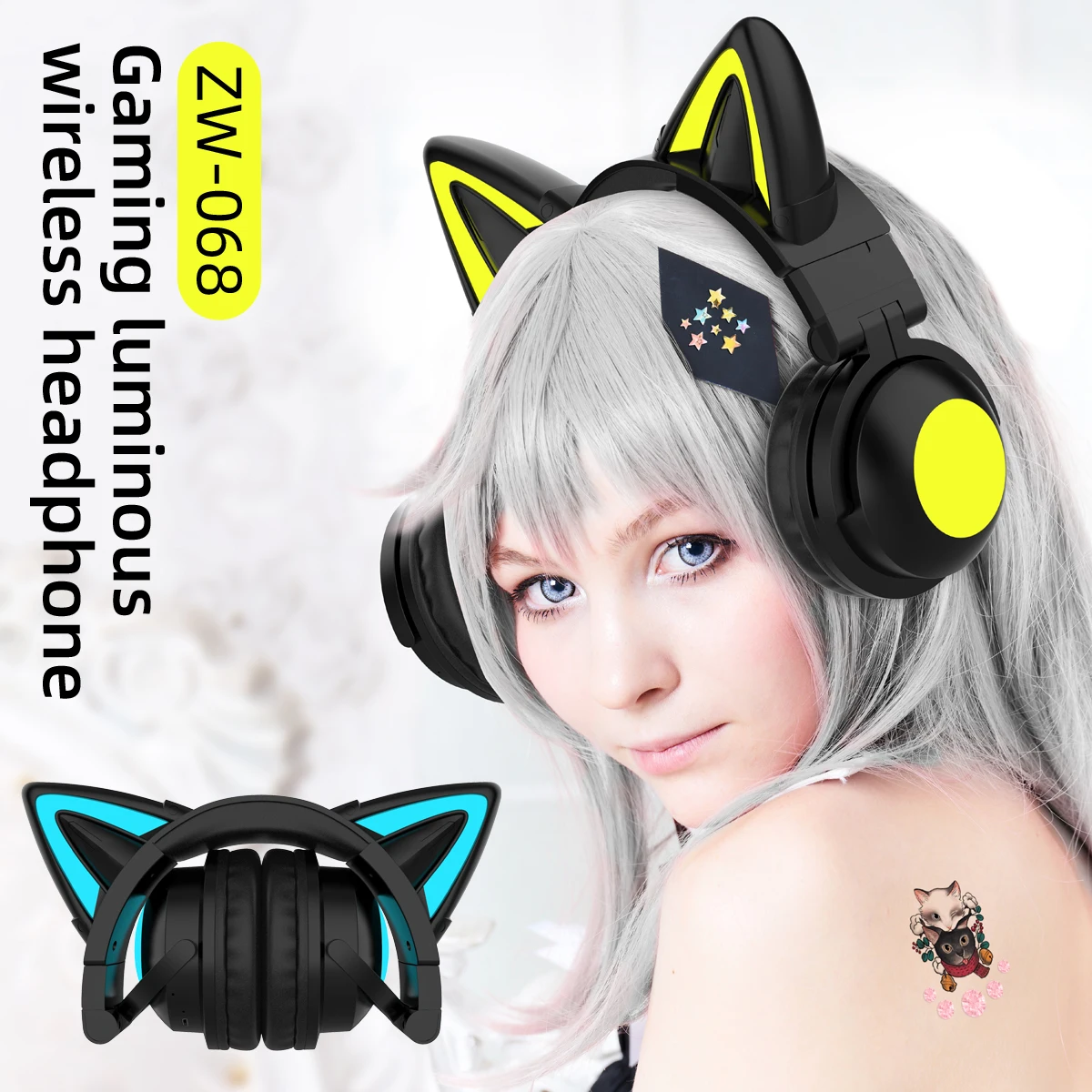 Cat Ear Bluetooth Headset Led - ZW068 Słuchawki Bluetooth LED Light Cat