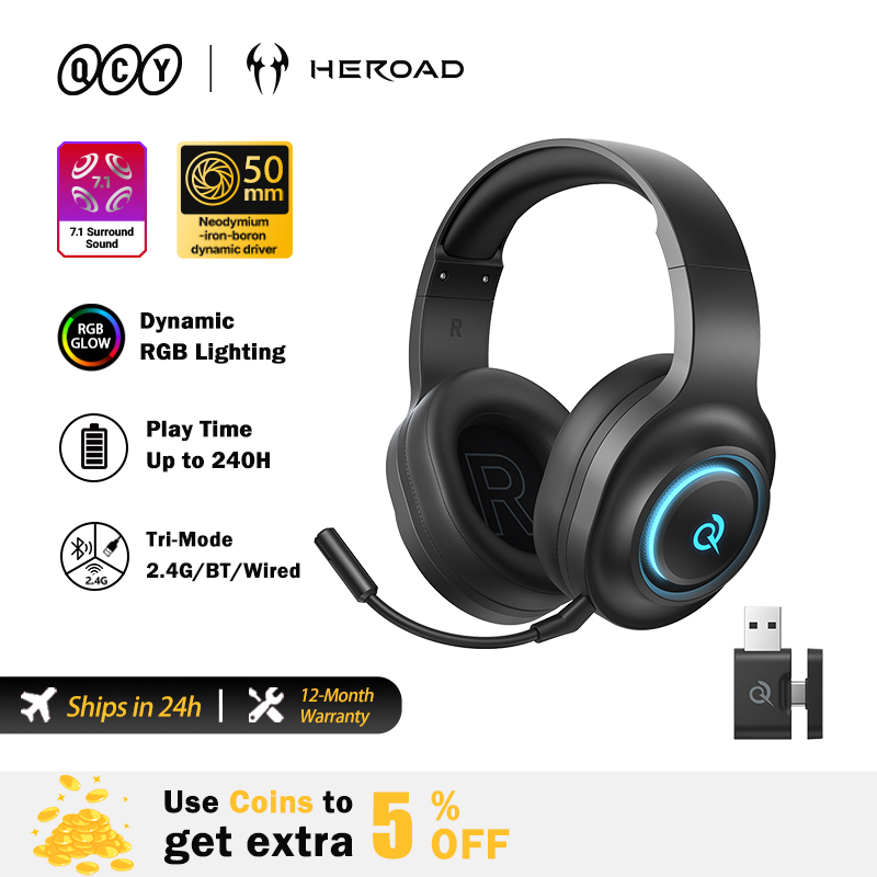 Gaming Headset With Mic Rgb - Słuchawki gamingowe QCY Heroad V200 z
