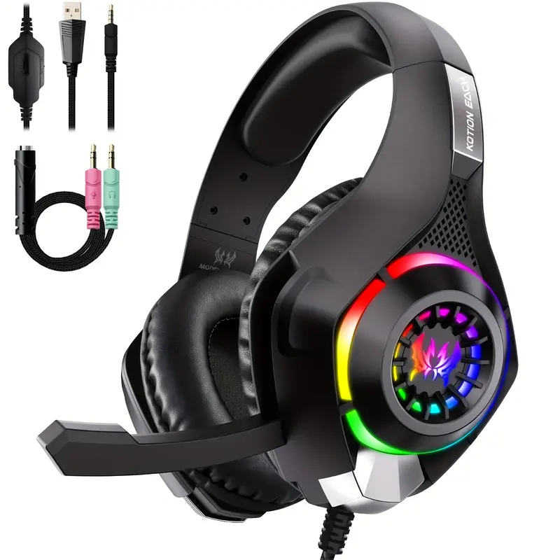 Gaming Headset With Mic Rgb - Słuchawki gamingowe do PC, PS4, PS5,